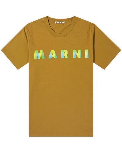 Marni Gingham Logo T-Shirt - Yellow