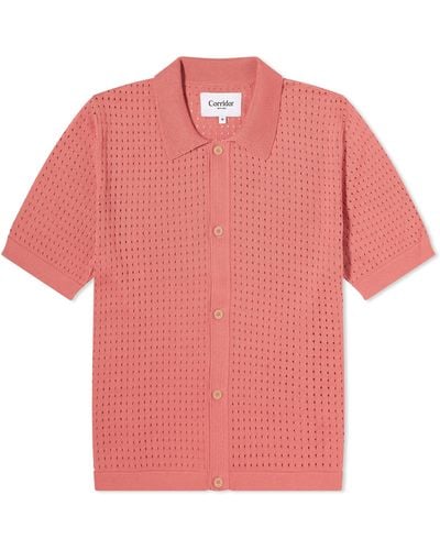 Corridor NYC Pointelle Knit Short Sleeve Shirt - Pink