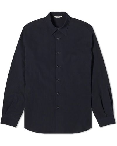 AURALEE Hard Twist Cotton Silk Shirt - Blue