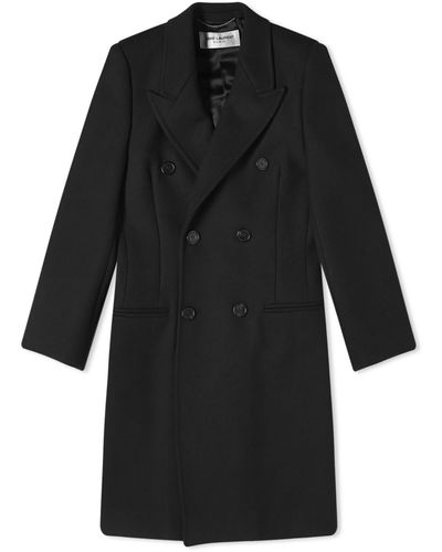 Saint Laurent Double Breasted Coat - Black