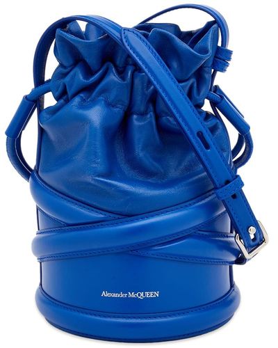 Alexander McQueen Soft Curve Bucket Bag With Drawstring - Blue