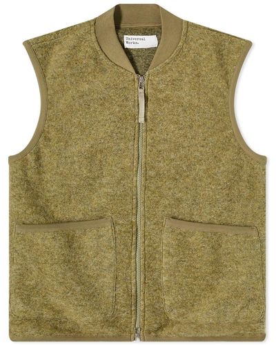 Universal Works Zip Wool Fleece Waistcoat - Green