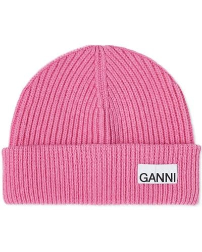Ganni Rib Knit Beanie - Pink
