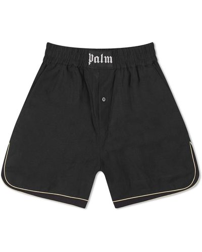 Palm Angels Linen Boxer Shorts - Black