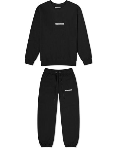 Neighborhood Home Crew Sweater Jogger Set - Black