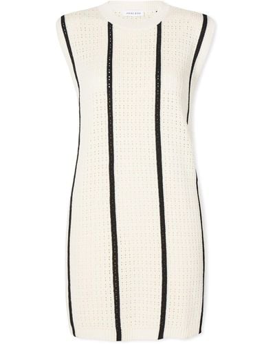 Anine Bing Lanie Knitted Stripe Dress - White