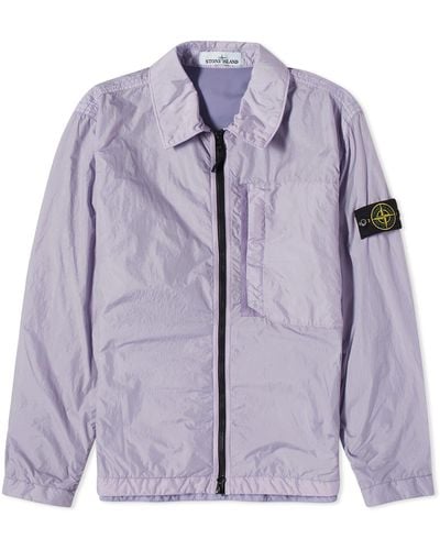 Stone Island Crinkle Reps Zip Overshirt - Purple