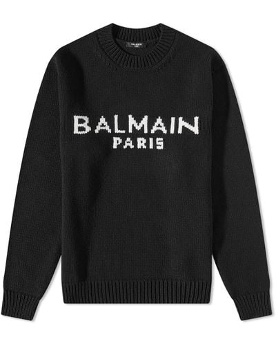 Balmain Merino Logo Crew Knit - Black