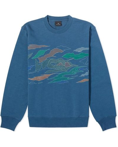 Paul Smith Embroidered Crew Sweat - Blue