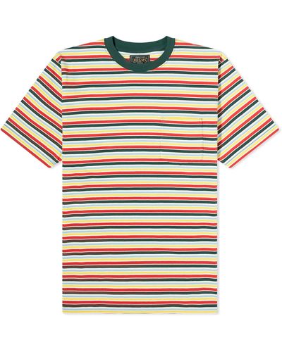 Beams Plus Multi Stripe Pocket T-Shirt - Green