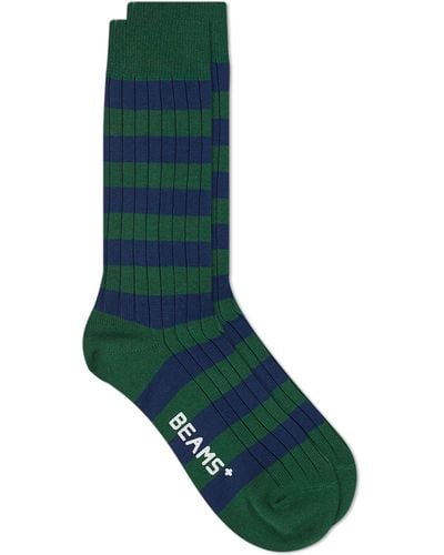 Beams Plus Rib Stripe Sock - Black