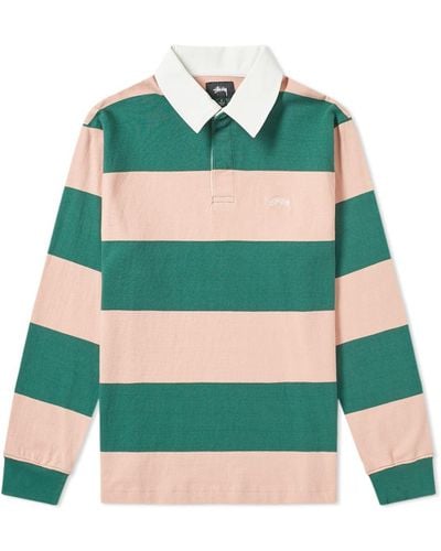 Stussy Ralphie Stripe Rugby Shirt - Green