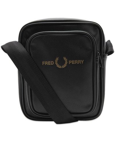 Fred Perry Scotch Grain Pu Side Bag - Black