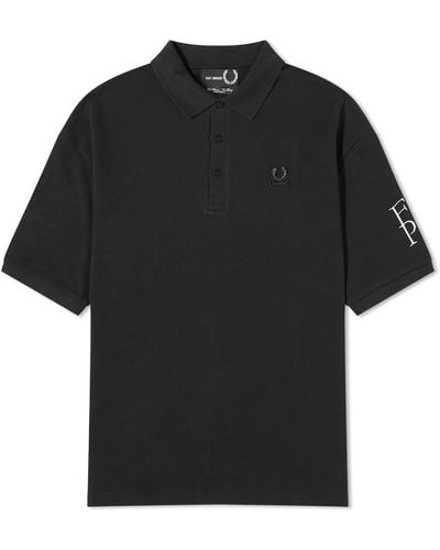 Fred Perry X Raf Simons Embroidered Oversized Polo Shirt - Black