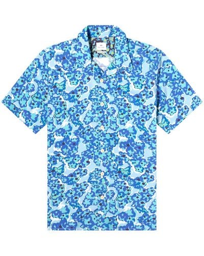 Paul Smith Flower Print Vacationn Shirt - Blue