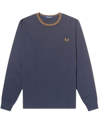 Fred Perry Long Sleeve Twin Tipped T-Shirt - Blue