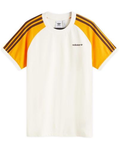 adidas 80S 3 Stripe T-Shirt - Yellow