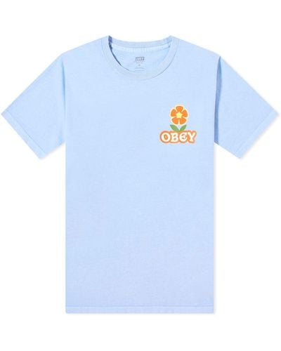Obey Make Art Not War Flower T-Shirt - Blue