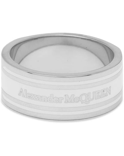 Alexander McQueen Enamel Tag Ring - Metallic