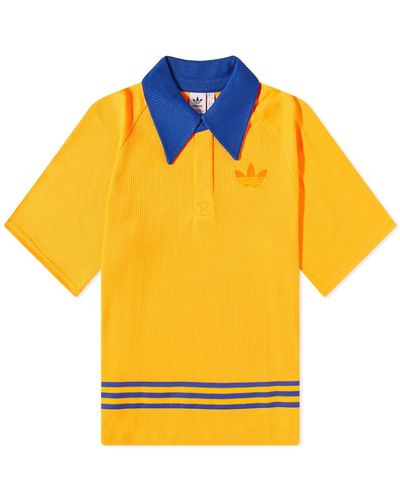 adidas Adicolor 70s Knit Polo Shirt - Yellow