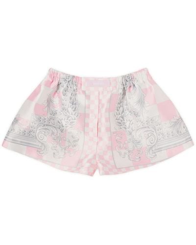 Versace Baroque Printed High Waisted Shorts - Pink