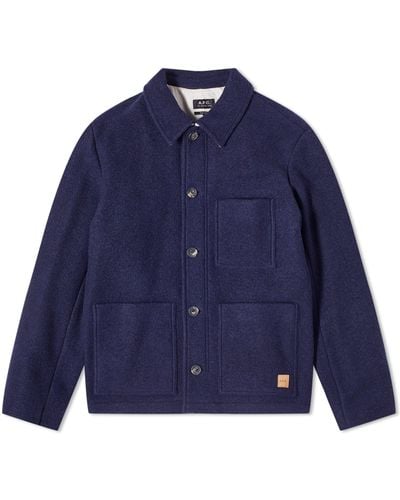 A.P.C. Emile Wool Chore Jacket - Blue