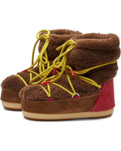 Moon Boot Light M Patch Shearling Boots - Brown