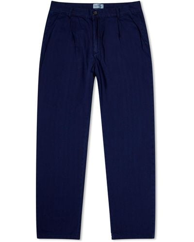 Oliver Spencer Morton Pleated Trousers - Blue
