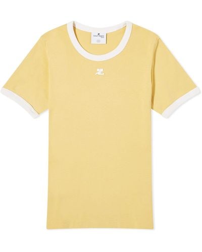 Courreges Contrast T-Shirt - Yellow