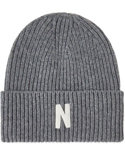 Norse Projects N Logo Beanie - Grey