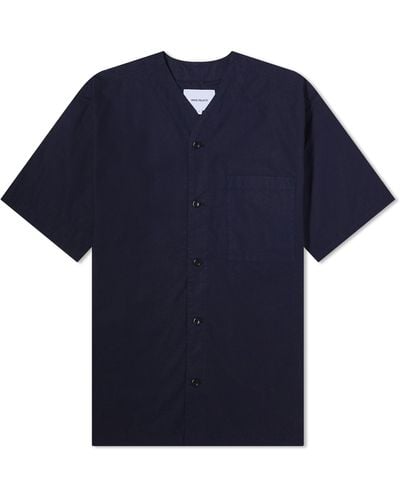 Norse Projects Erwin Typewriter Short Sleeve Shirt - Blue