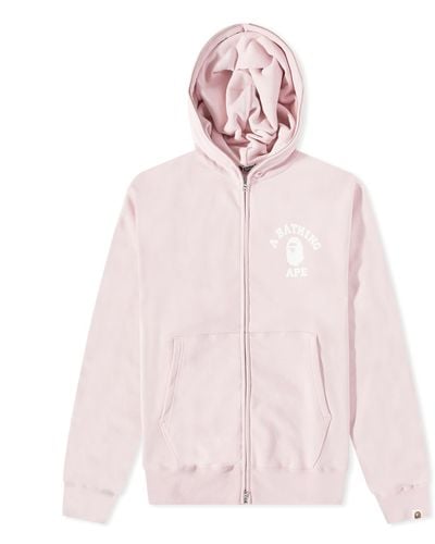 A Bathing Ape University Relaxed Fit Full Zip Hoody - Pink