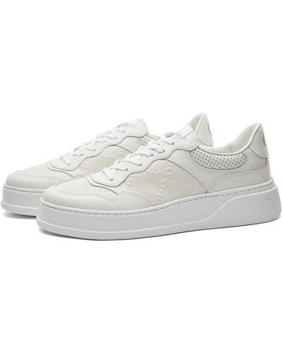 Gucci GG Embossed Leather Trainer - White