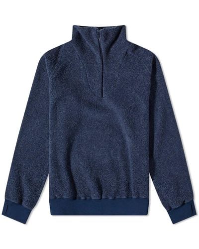 Beams Plus Half Zip Popover Fleece Jacket - Blue