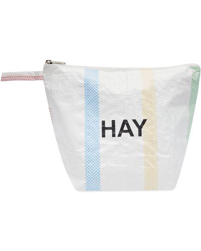 Hay Recycled Candy Stripe Wash Bag - White