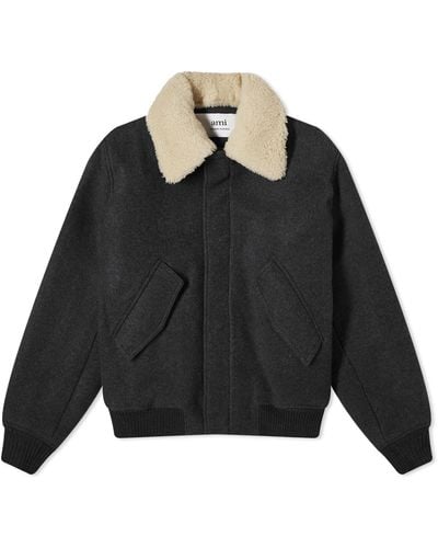 Ami Paris Ami Shearling Collar Jacket - Black