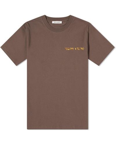 WOOD WOOD Bobby Logo T-Shirt - Brown