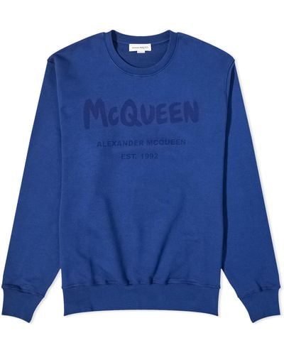 Alexander McQueen Graffiti Logo Crew Sweat - Blue