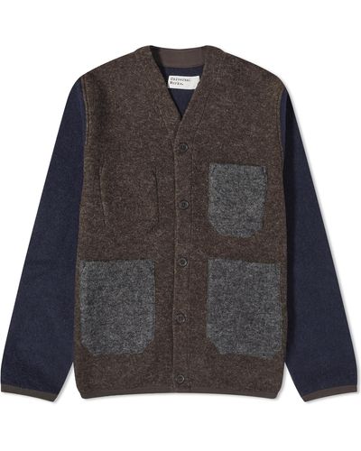 Universal Works Wool Fleece Cardigan - Black