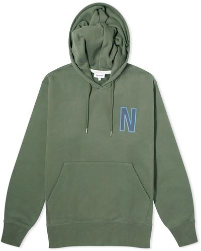 Norse Projects Arne Relaxed N Logo Hoodie - Green