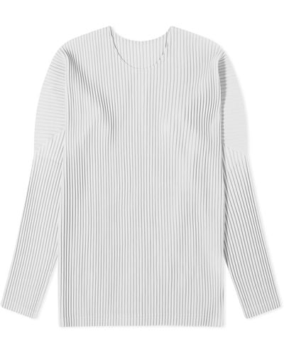 Homme Plissé Issey Miyake Pleated Long Sleeve T-Shirt - White
