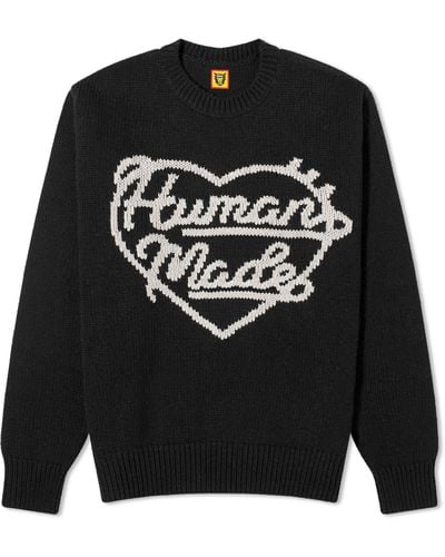 Human Made Knitted Heart Crew Neck Sweater - Black