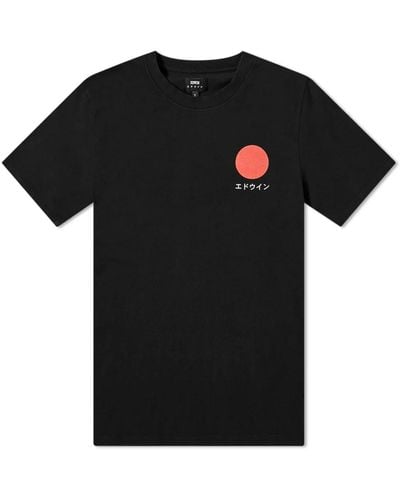 Edwin Black Cotton Japanese Sun Print T Shirt