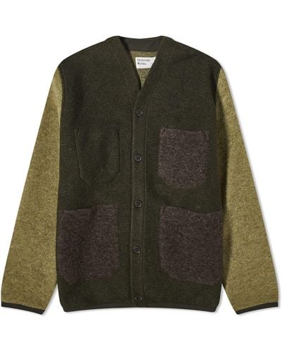 Universal Works Wool Fleece Cardigan - Green