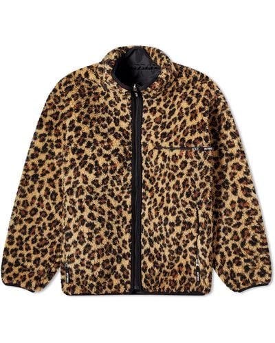 Wacko Maria Reversible Leopard Fleece Jacket - Brown