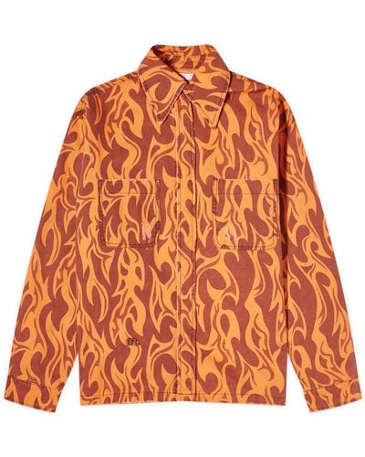 ERL Flame Canvas Overshirt - Orange