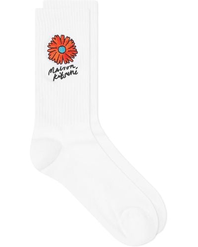 Maison Kitsuné Floating Flower Sporty Socks - White
