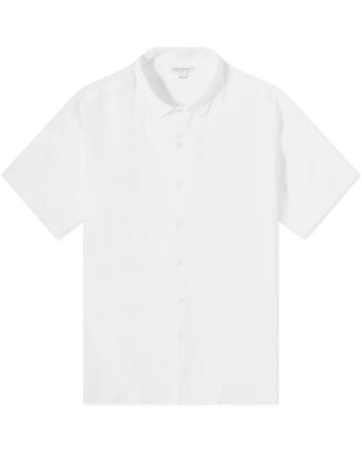 Sunspel Linen Short Sleeve Shirt - White