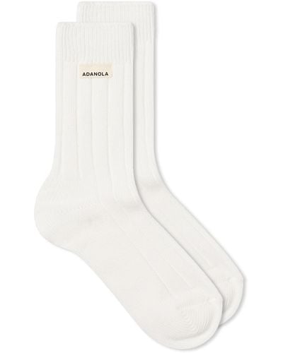 ADANOLA Chunky Cotton Rib Socks - White