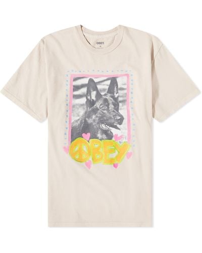 Obey Love Dog Logo T-Shirt - Gray